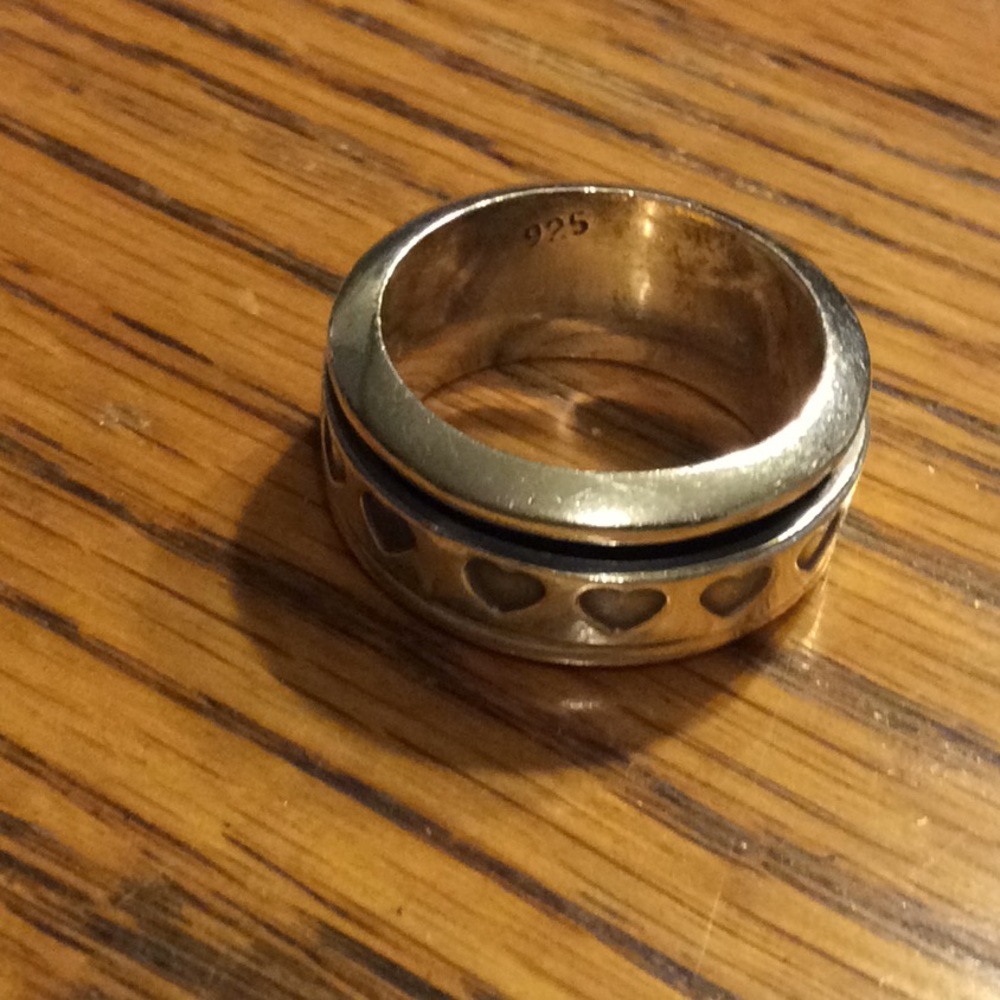 925 Solid Sterling Silver Ring With Hearts - image 7